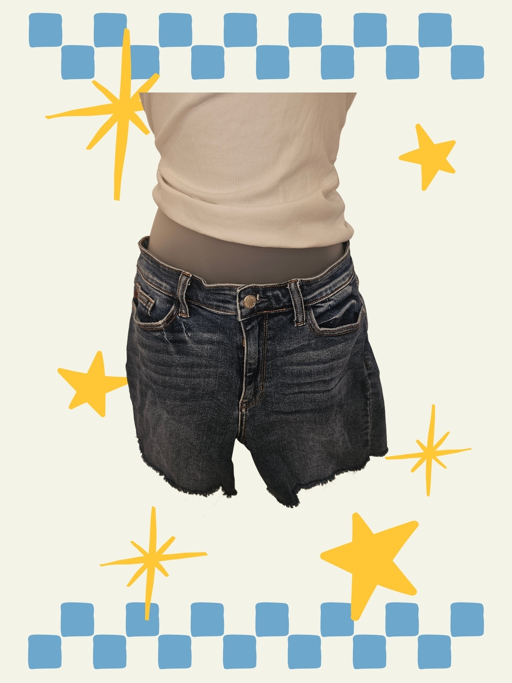 Judy Blue Black Wash Raw Hem Denim Shorts